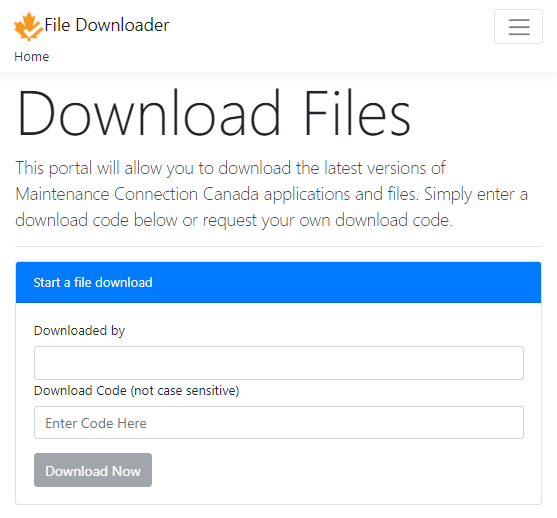MCe Installer Download Screen